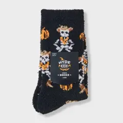 Women's Western Skeleton Halloween Cozy Crew Socks - Hyde and EEK! Boutique&trade; Black/White/Orange 4 - 10