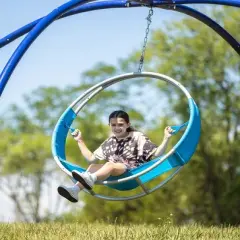 HearthSong 40-Inch Steel-Frame Aerial Hoop Spinning Round Swing with Suspended Fabric Seat