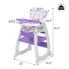 TopComfy Infant Seat Adjustable Highchair for Baby Toddler Dinning Table with Feeding Tray, Suitable for Dining Room, Purple, 25"*16.75"*41.5"