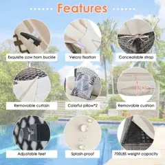 Whisen Outdoor Sunbed With Colorful Pillows, Tent Shape Wicker Patio Daybed With Cushions