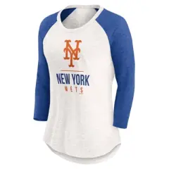MLB New York Mets Women's White 3/4 Sleeve Fashion T-Shirt