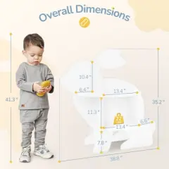 Arceso  Kids Bookshelf, Toddler Bookshelf for Kids, Baby Montessori Bookshelf and Toy Storage, Wooden Kids Bookcase, Book Shelf White