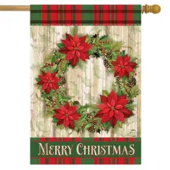Briarwood Lane House Flag 40x28 For Outdoor Poinsettia Wreath Christmas House Flag Flag For Christmas House Flag