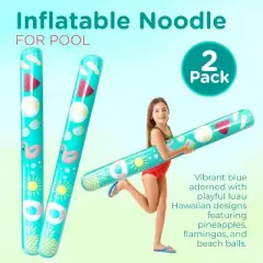 4E's Novelty Inflatable Pool Noodles Jumbo 2 Pack 48" &ndash; Large Pool Noodles Float, Inflatable Pool Noodle for Adults, Swim Flotes, Beach, Lake
