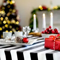 Sparkle and Bash 3 Pack Black and White Striped Tablecloth, 9 ft Table Cover for Birthday, Graduation Party Table Decorations, 54x108 In