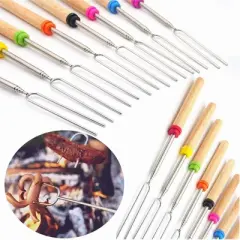 MOVSSOU 12 Pcs Marshmallow Roasting Sticks 32" Smores Kit Skewers Hot Dog Telescoping Forks Campfire