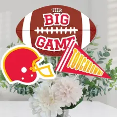 Big Dot of Happiness The Big Game - Red and Yellow - Football Party Centerpiece Sticks - Table Toppers - Set of 15
