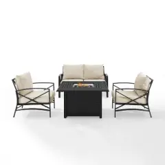 Kaplan 4pc Outdoor Conversation Set with Dante Fire Table - Oatmeal - Crosley