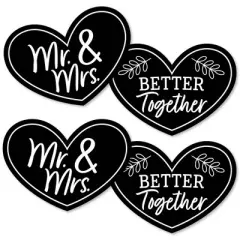 Big Dot of Happiness Mr. and Mrs. - Heart Decorations DIY Black and White Wedding or Bridal Shower Essentials - Set of 20