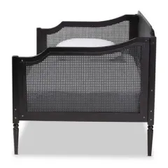 Twin Hancock Wood and Synthetic Rattan Daybed Charcoal - Baxton Studio