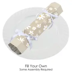 Big Dot of Happiness Tan Daisy Flowers - No Snap Floral Party Table Favors - DIY Cracker Boxes - Set of 12