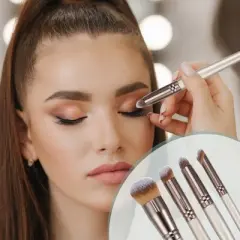 Unique Bargains Makeup Brushes and Sets Champagne Gold Tone 4 Pcs