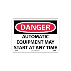 National Marker Danger Signs; Automatic Equipment May Start At Anytime 10X14 Rigid Plastic D401RB