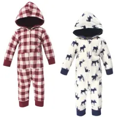 Little Treasure Baby Boy Fleece Jumpsuits and Coveralls 2pk, Moose