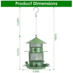 Wild Bird Feeder, Squirrel-Proof Chew-Proof Metal Bird Seed Feeder Outdoor Hanging Bird Feeder With 360&iexcl;&atilde; Circular Perches Water Cups For Yard Garden