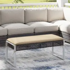 Tangkula 43 Inch Patio Rectangle Ottoman w/ Metal Legs & Seat Cushion