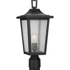 Progress Lighting, Padgett Collection, 1-Light Outdoor Post Light, Textured Black, Clear Seeded Glass.