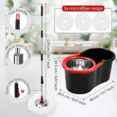 Spin Mop and Bucket with Wringer Set (S)
