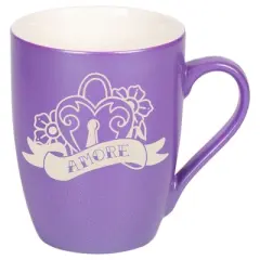 100 North Floral Heart 10 Ounce Passion Purple Metallic Finish, Comfortably Fits Your Hands, New Bone China Coffee Tea Cup Mug, Amore