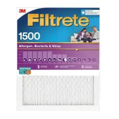 Filtrete 16x20x1 2pk Allergen Bacteria and Virus Air Filter 1500 MPR: MERV 12, Electrostatic, Furnace Filter, 3-Month Use