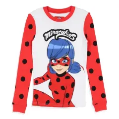 Miraculous: Tales of Ladybug & Cat Noir Girls' Tight Fit Sleep Pajama Set Red