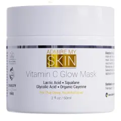 Admire My Skin Vitamin C Mask For Face - Brightening Face Masks Skin Care Contains Glycolic Acid + Lactic Acid + Squalane Oil - Hydrating Beauty, 2oz