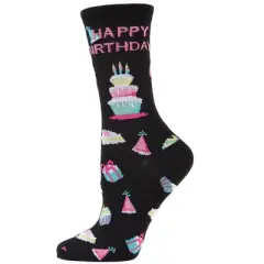 Memoi Happy Birthday Bamboo Blend Crew Novelty Socks