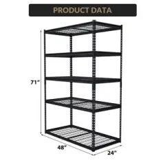 Heavy Duty 5-Tier Storage Shelves &ndash; Metal Utility Rack with Adjustable Shelves, 2500 lbs Capacity, 48" W x 18" D x 72" H, Organizer