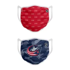 NHL Columbus Blue Jackets Youth Clutch Printed Face Covering - 2pk