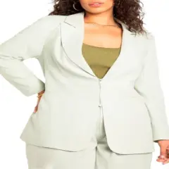 ELOQUII Women&rsquo;s Plus Size Zip Up Exaggerated Shoulder Blazer