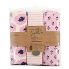 Touched by Nature Infant Girl Organic Cotton Swaddle Wraps, Blossoms, 0-3 Months