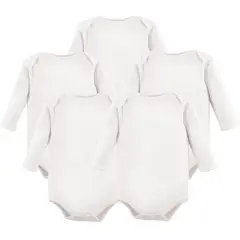 Luvable Friends Cotton Long-Sleeve Bodysuits 5pk, White