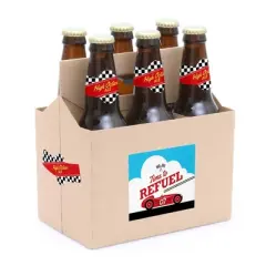 Big Dot of Happiness Let's Go Racing - Racecar - Race Car Birthday Party or Baby Shower Decorations - 6 Soda/Beer Bottle Label Stickers & 1 Carrier
