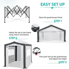 EAGLE PEAK 8'x6' Portable Walk in Greenhouse with Polyester Reinforced Corners, Gray/White
