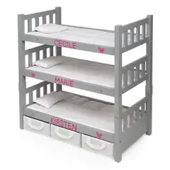 Badger Basket 1-2-3 Convertible Doll Bunk Bed with Baskets and Free Personalization Kit  - Executive Gray