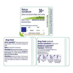Natrum Muriaticum 30C by Boiron Homeopathic Single Medicine For Allergy  -  80 Pellet