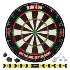 Viper AIM 360 Dartboard, Metropolitan Cabinet, Laser Throw Line, Dartboard Lights, and Darts with Spare Flights