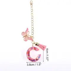 Unique Bargains Heart Sequin Letter C Butterfly Tassel Water Cup Pendant Pink 1 Pc