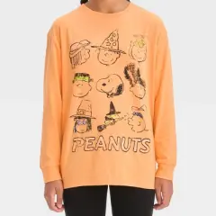Girls' Long Sleeve Peanuts Oversized Graphic T-Shirt - art class&trade; Orange