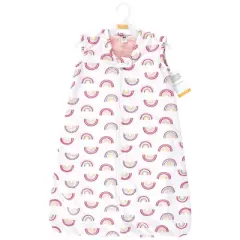 Hudson Baby Infant Girl Plush Faux Fur Sleeping Bag, Wearable Blanket, Modern Rainbow