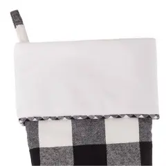20in HangRight Buffalo Check Christmas Stocking Black/White - Haute D&eacute;cor: Adjustable Loop, Polyester