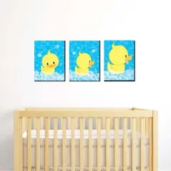 Big Dot of Happiness Ducky Duck - Rubber Ducky Nursery Wall Art and Kids Room Decorations - Gift Ideas - 7.5 x 10 inches - Set of 3 Prints