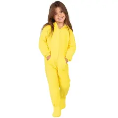Footed Pajamas - Lemon Yellow Toddler Hoodie Fleece Onesie