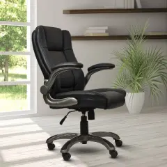 Medium Back Manager Chair with Flip-up Black - Techni Mobili