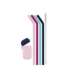Ello 4pk Compact Fold and Store Silicone Straw Set
