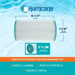 Hurricane Filters HF6430-01 Advanced Spa Filter Cartridge, Replacement for Pleatco PWK30, Unicel C-6430, Filbur FC-3915, Watkins Hot Spring Spas