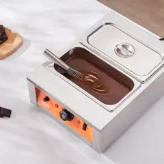 VEVOR Chocolate Tempering Machine, 17.6 Lbs 2 Tanks Chocolate Melting Pot TEMP Control 86~185℉,1500W Stainless Steel Electric Commercial Food Warmer