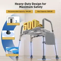 WHLICKS Raised Toilet Seat with Handles &ndash; Adjustable Width Elevated Seat, Cozy Padded Toilet Seat Risers for Seniors, Handicap & Disabled, Gray