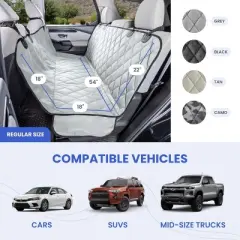 4Knines Dog Rear Seat Cover With Hammock Regular Black