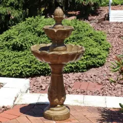 Sunnydaze 38"H Electric Resin 2-Tier Blooming Flower Outdoor Water Feature